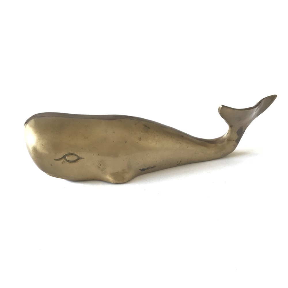SOLD Vintage Solid Brass Large Whale Paperweight - Picture 2 of 6